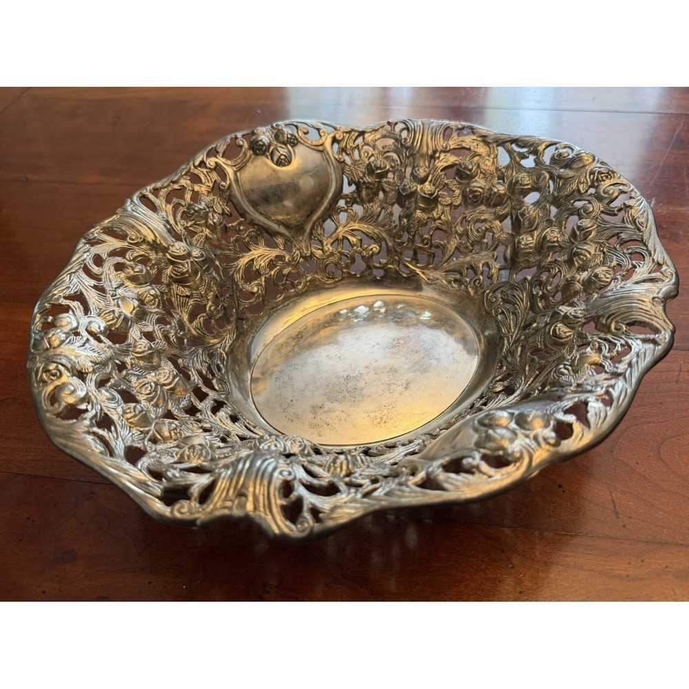 Vintage Godinger Silver Art Co Ornate Repousse Reticulated Bowl